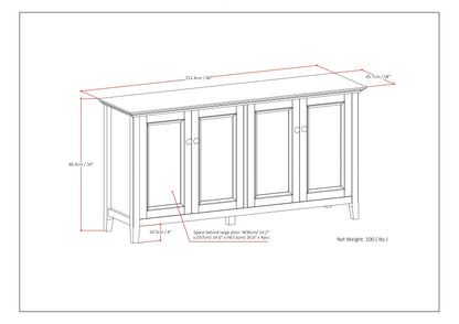 Amherst - Wide 4 Door Storage Cabinet - Hickory Brown
