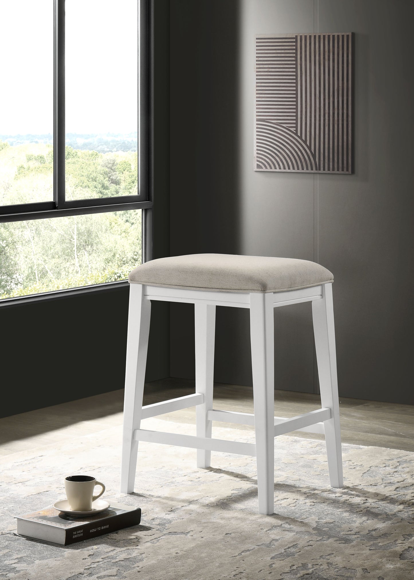 Sasha - Counter Height Stool With Upholstered Seat - White