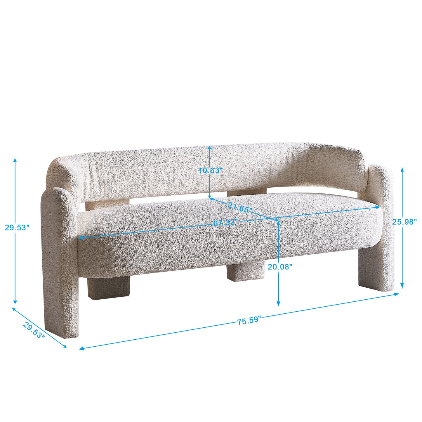 Boucle Upholstery Modern Sofa For Living Room - Beige