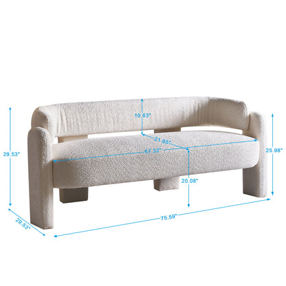 Boucle Upholstery Modern Sofa For Living Room - Beige