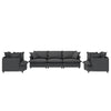 3 Piece Living Room Set Modular Sectional Couch Upholstered 3 Seater Sofa & 2 Armchairs 5 Seat - Gray