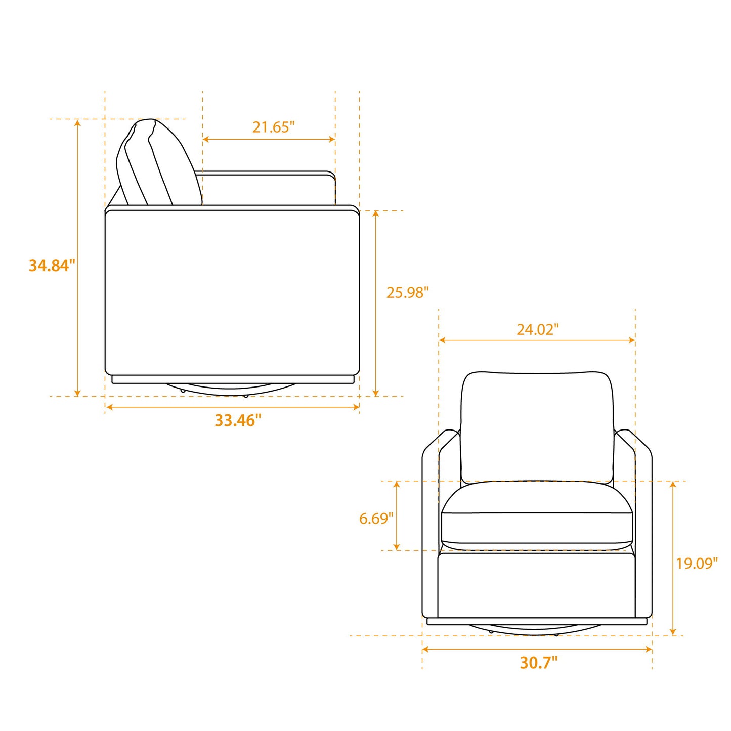 Square Upholstered Swivel Accent Chair With 360 Degree Rotation - Beige