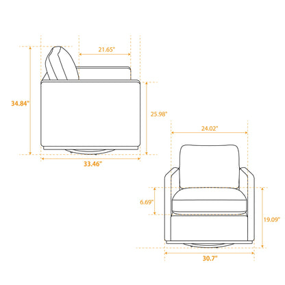 Square Upholstered Swivel Accent Chair With 360 Degree Rotation - Beige