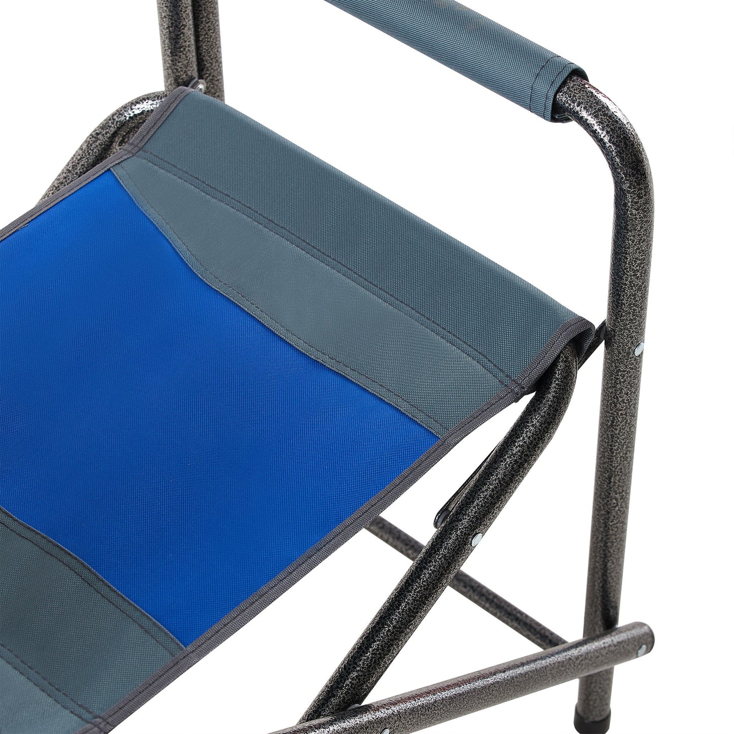 Padded Folding Outdoor Chairs With Storage Pockets (Set of 2), Lightweight Oversized Directors Chair For Indoor, Outdoor Camping, Picnics And Fishing - Blue / Gray