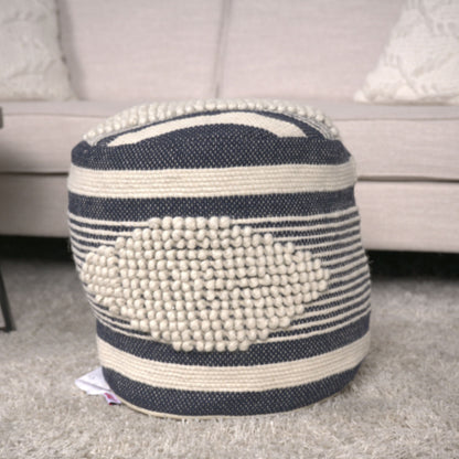 Diamond - Handcrafted Fabric Cylindrical Pouf - Dawn Gray