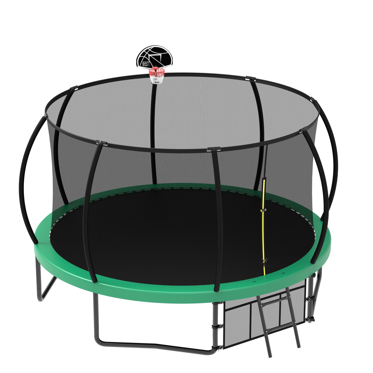 12Ft Recreational Kids Trampoline With Safety Enclosure Net & Ladder, Outdoor Recreational Trampolines - Green