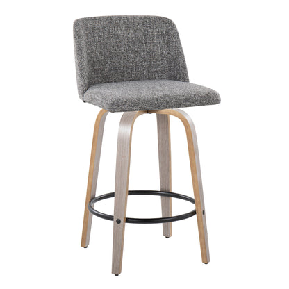 Toriano - Contemporary Fixed Height Counter Stool With Swivel & Round Footrest (Set of 2) - Light Gray