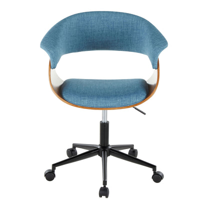 Vintage Mod - Mid-Century Modern Office Chair - Black / Walnut / Blue