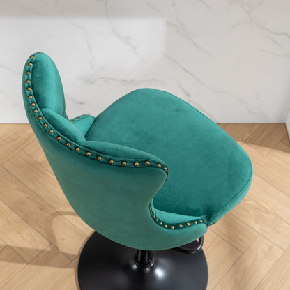 Swivel Velvet Barstools Adjusatble Seat Height, Modern Upholstered Bar Stools With Backs Comfortable Tufted For Home Pub And Kitchen Island (Set of 2) - Green