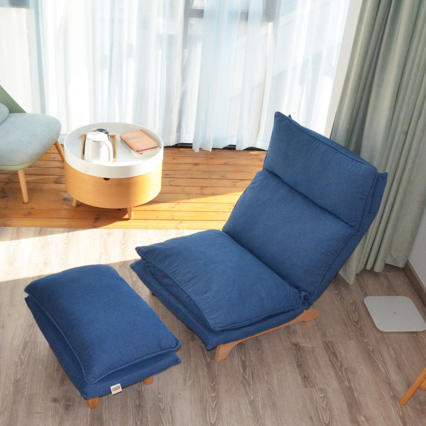 Single Lazy Sofa Chair Leisure Foldable Reclining Chair - Blue