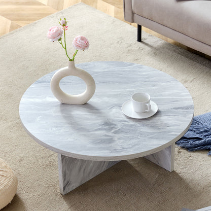 A Multi Style Decor Friendly Round Coffee Table, Featuring Modern Minimalism And Nordic Flair - White
