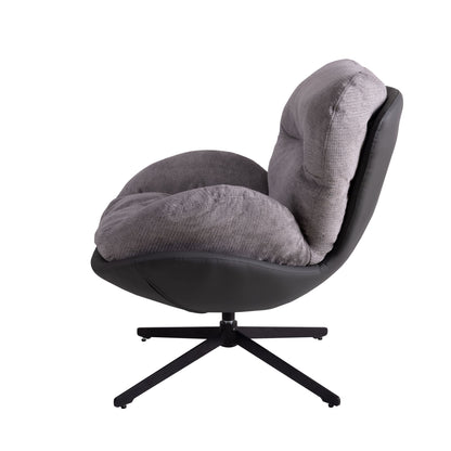 360ÔøΩÔøΩ Swivel Office Chair, Modern Chenille Chair With And Metal Base Frame, No Wheels, Accent Chair - Gray
