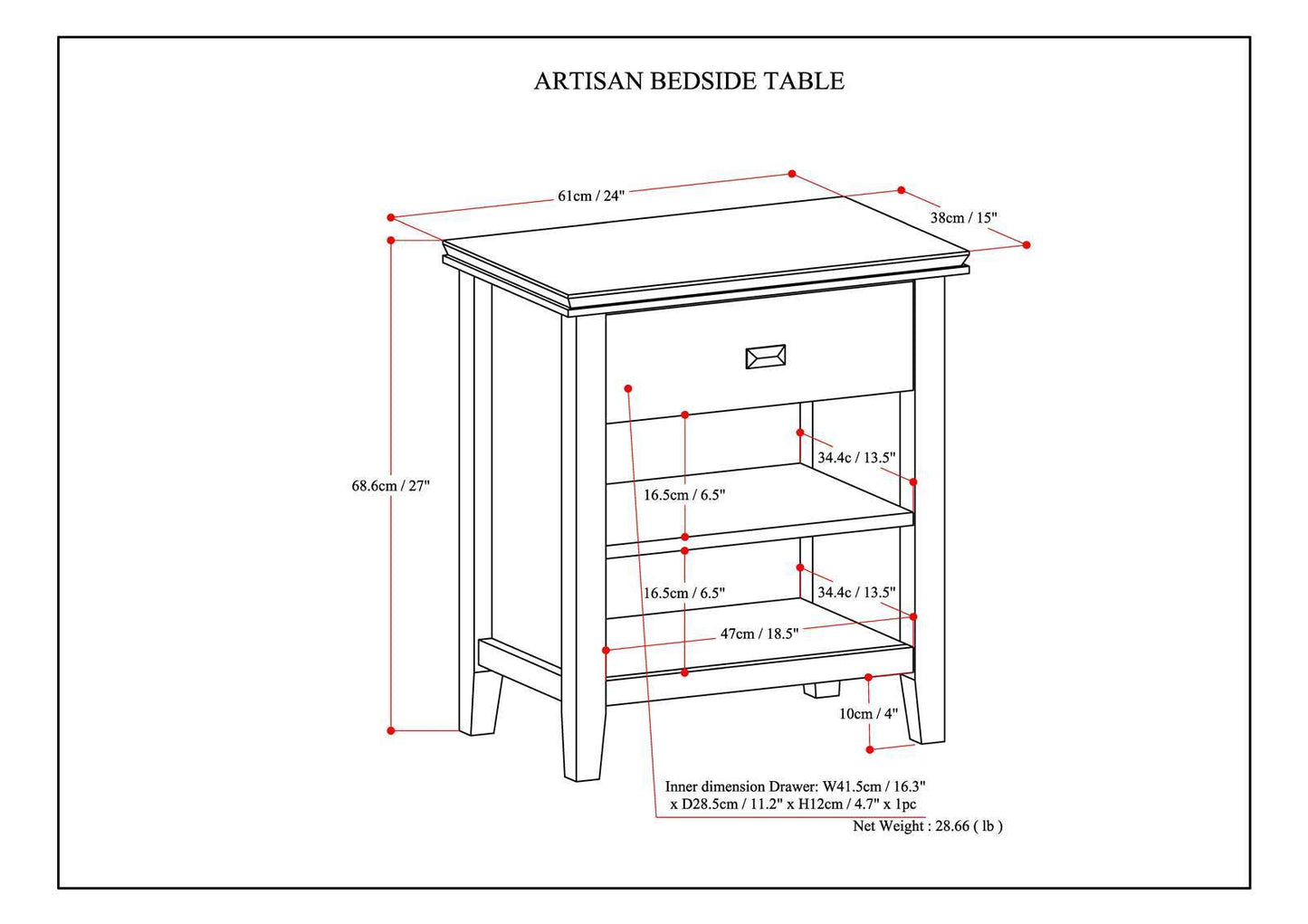 Artisan - Bedside Table - Warm Walnut Brown