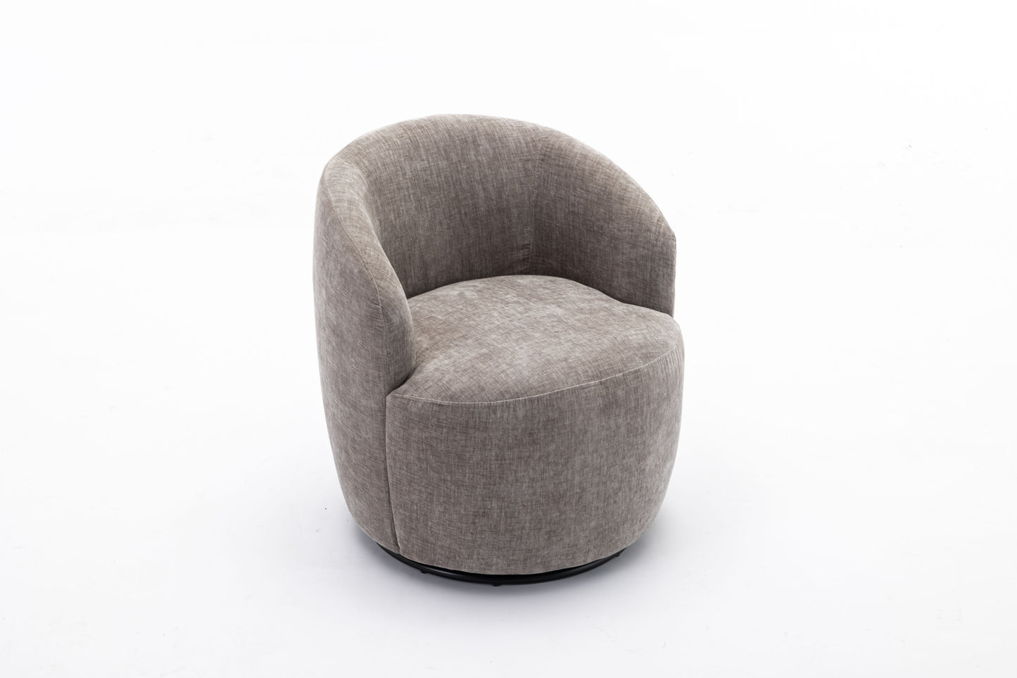 Chenille Fabric Swivel Accent Armchair Barrel Chair With Black Powder Coating Metal Ring - Gray