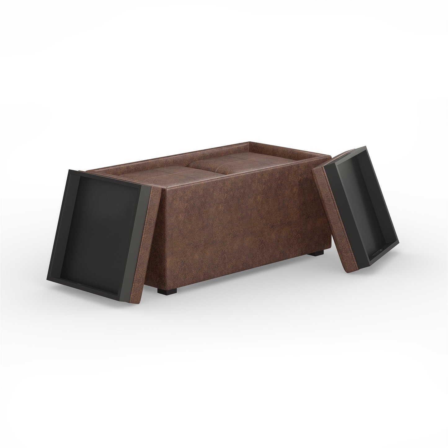 Avalon - 5 Piece Storage Ottoman - Distressed Chestnut Brown