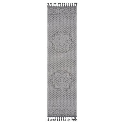 Guros - 2' X 8' Medallion Indoor / Outdoor Area Rug - Gray / White