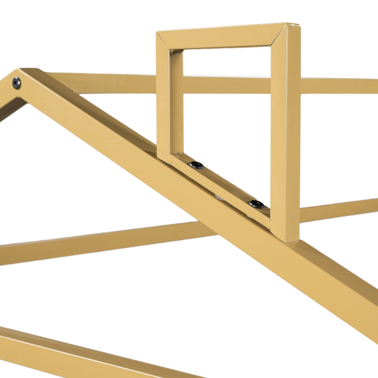 Queen Metal House Shape Platform Bed - Gold