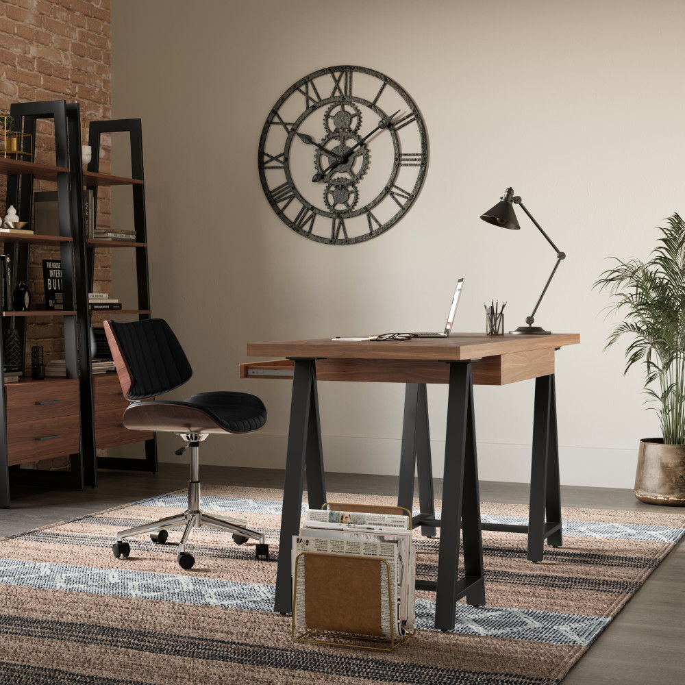 Sawhorse - Solid Walnut Veneer And Metal Desk - Walnut