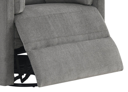 Sagen - Chenille Glider Recliner With Swivel - Charcoal Gray