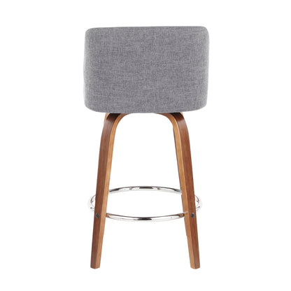 Toriano - Mid-Century Modern, Counter Stool (Set of 2) - Gray / Walnut