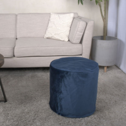 Shimon - Cylinder Pouf Ottoman Floor Cushion Cobalt - Blue