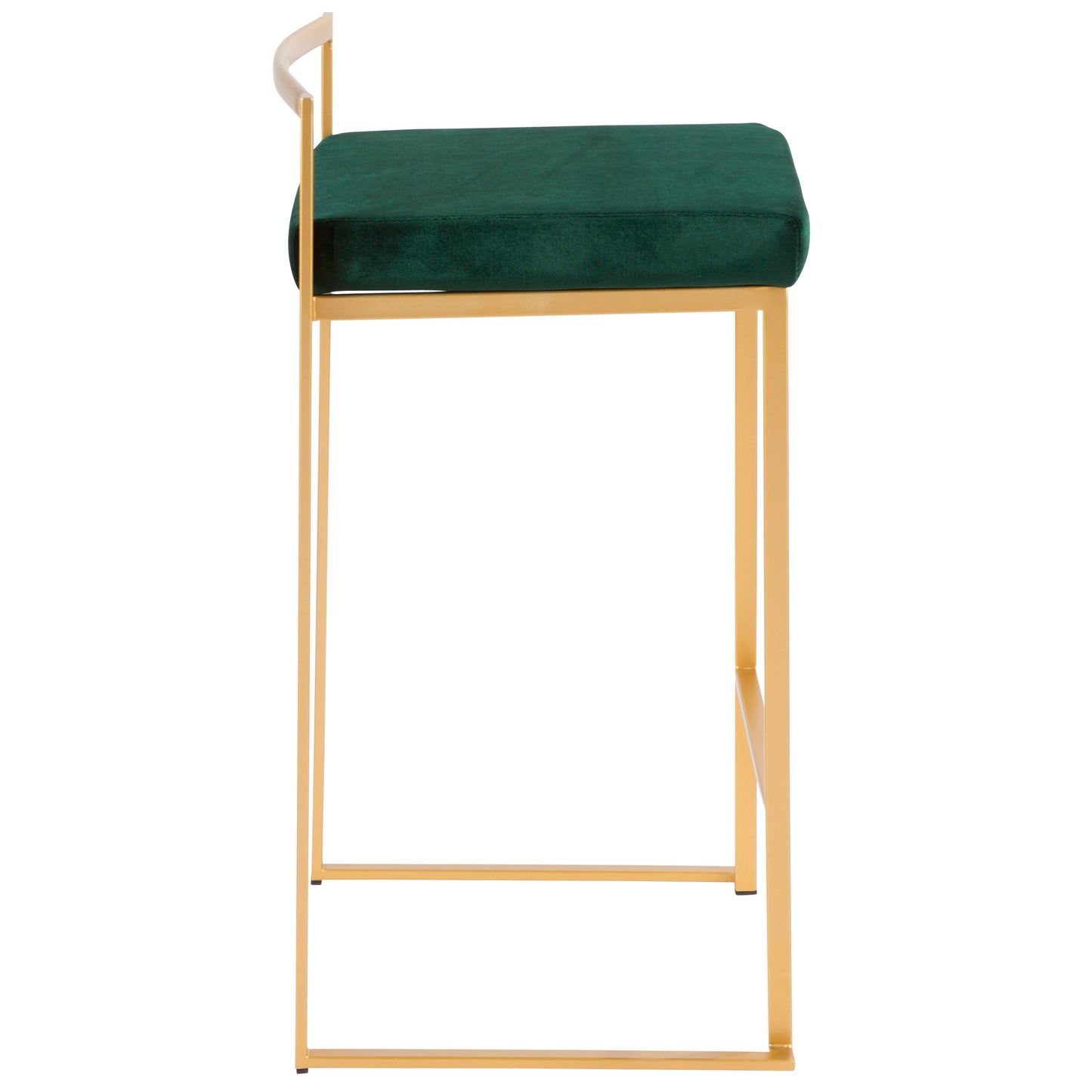Fuji - Contemporary / Glam Stackable Counter Stool (Set of 2) - Gold / Green