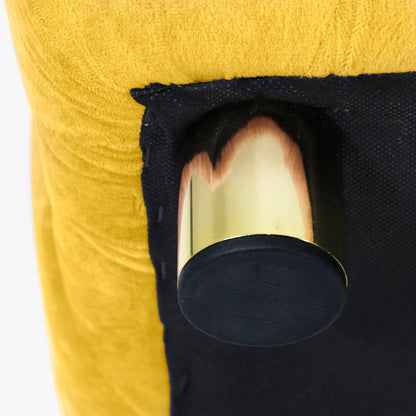 Modern Velvet Upholstered Ottoman, Exquisite Small End Table, Soft Foot Stool, Dressing Makeup Chair, Comfortable Seat For Living Room, Bedroom, Entrance - Yellow