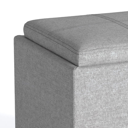 Rockwood - Cube Storage Ottoman With Tray - Cloud Gray