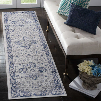 Marfi - 2' X 8' Oriental Runner Rug - Blue / Gray