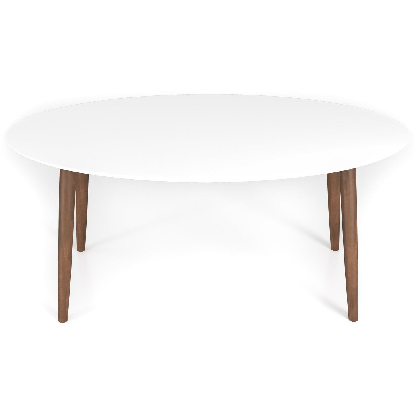 Ada - Mid-Century Modern Style Top Oval Dining Table - Brown / White