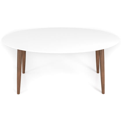 Ada - Mid-Century Modern Style Top Oval Dining Table - Brown / White