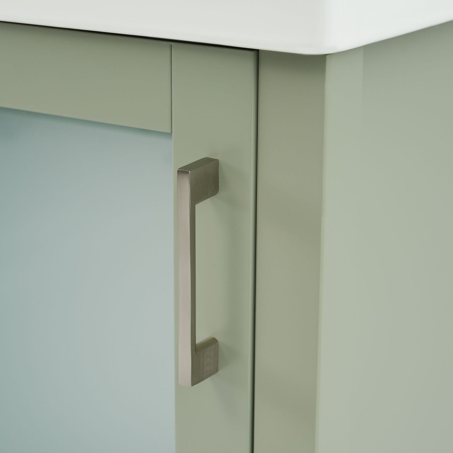 Bathroom Vanity With Ceramic Sink And Ample Storage, Ideal For Small Bathrooms - Green