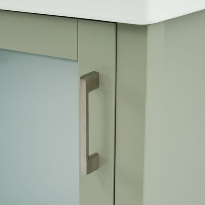 Bathroom Vanity With Ceramic Sink And Ample Storage, Ideal For Small Bathrooms - Green