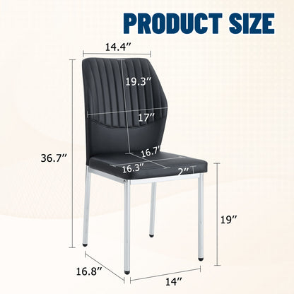 Luxury Simple Chair High Resilience Dining Chair Material With Metal Leg (Set of 6) - Black / Silver
