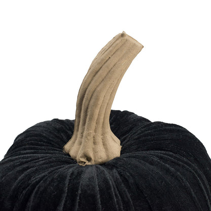 Velvet Pumpkin Large, For Holiday Halloween Decor - Black