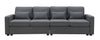 4 Seater Modern Linen Sofa With Armrest Pockets And 4 Pillows, Minimalist Style Couch - Dark Gray