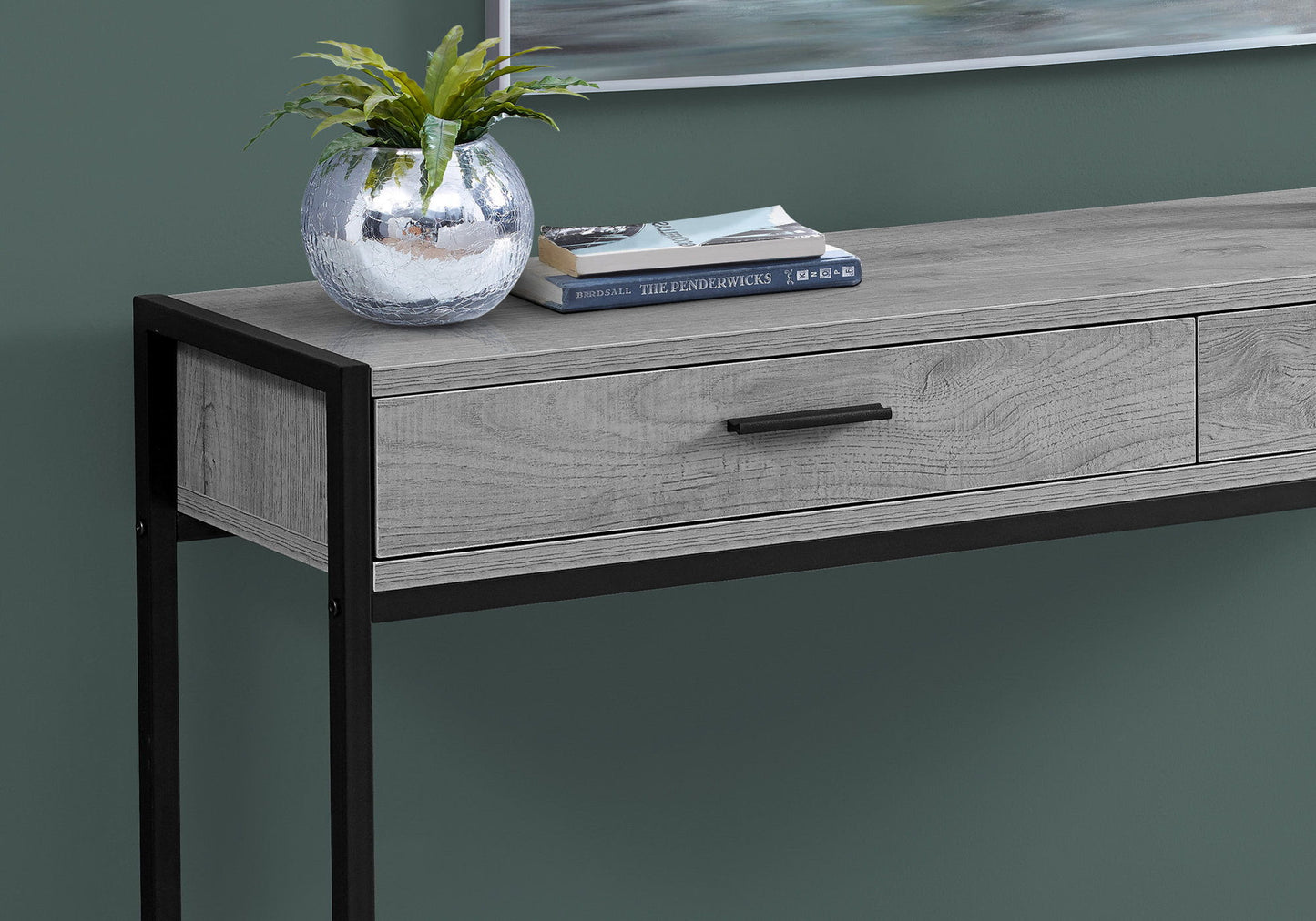 Accent Console Table For Entryway, Storage Drawer - Gray