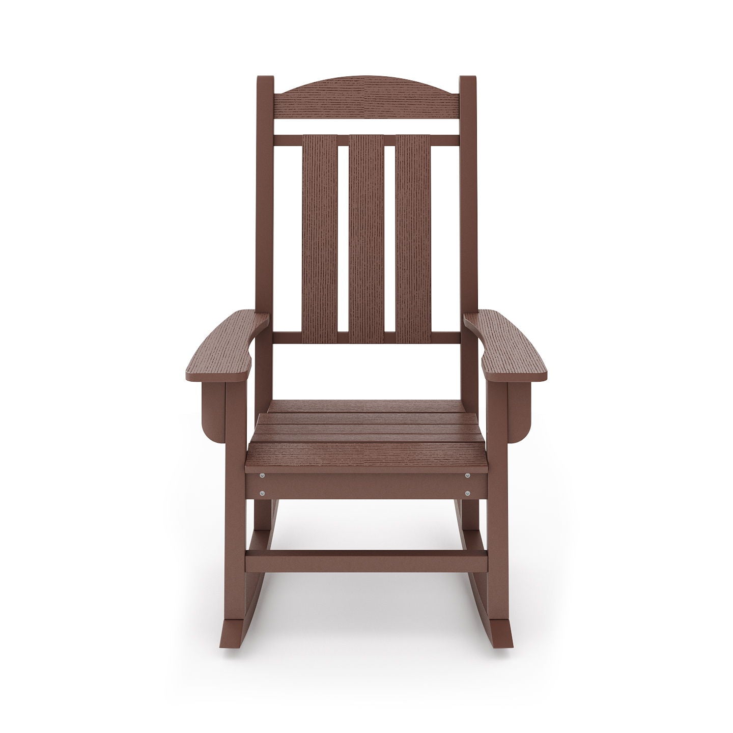 Pecan Traditional Porch Rocker Classic HDPE Poly Lumber For Porch, Patio, And Garden Comfort - Brown