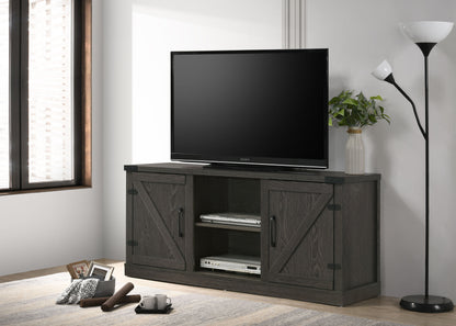 Salma - Wide TV Stand With 2 Open Shelves And 2 Cabinets - Dark Gray