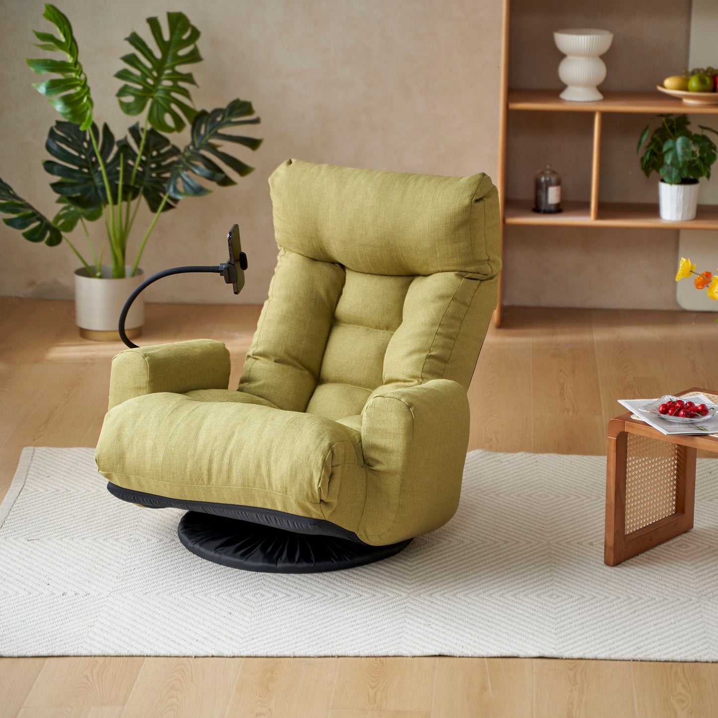 Adjustable Swivel Lounge Chair With 360 Degree Rotating Seat And Headrest Support Leisure Chair Deck Chair Game Chair For Living Room - Green