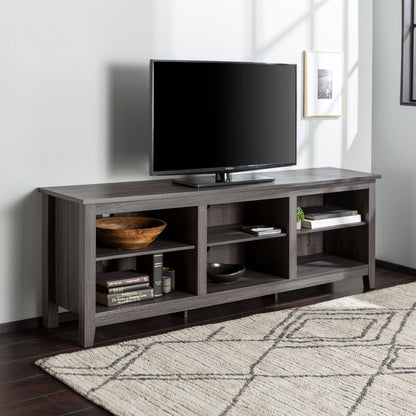 Modern Transitional 3 Shelf Open Storage 70" TV Stand For 80" TVs - Charcoal