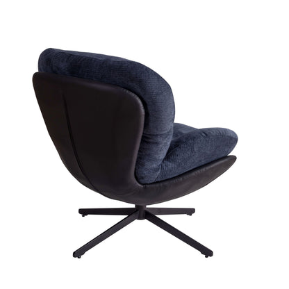 360ÔøΩÔøΩ Swivel Office Chair, Modern Chenille Chair With And Metal Base Frame, No Wheels, Accent Chair - Dark Blue