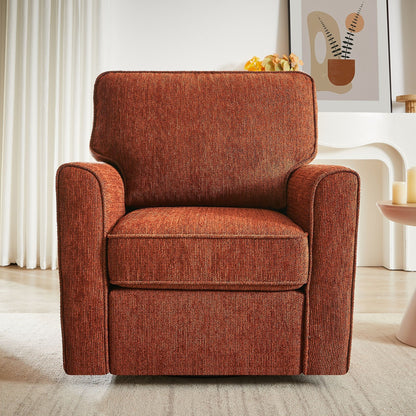 360 Degree Swivel Chair Accent Barrel Armchair With Side Pockets - Red