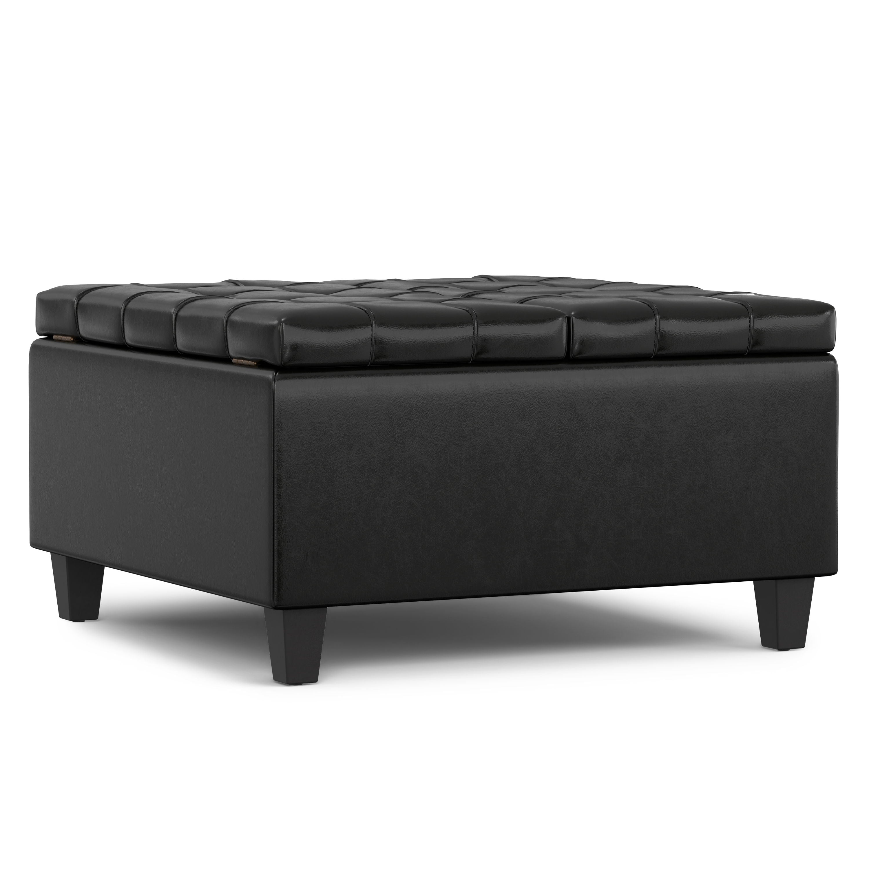 Harrison - Small Square Coffee Table Storage Ottoman - Black