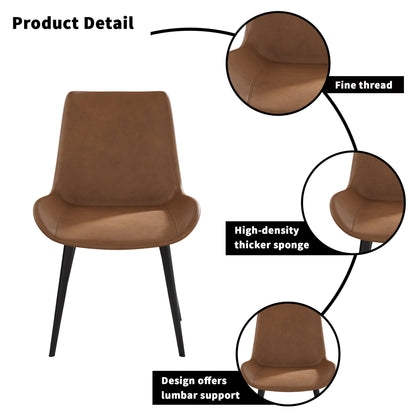 Modern Dining Chair Living Room Metal Leg Dining Chair (Set of 2) - Brown