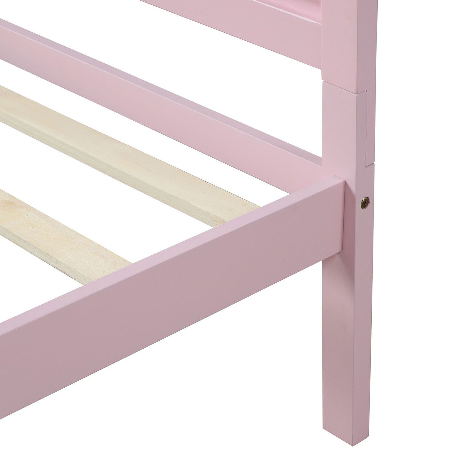 Twin Platform Bed Frame Mattress Foundation With Headboard And Slat Support - Pink