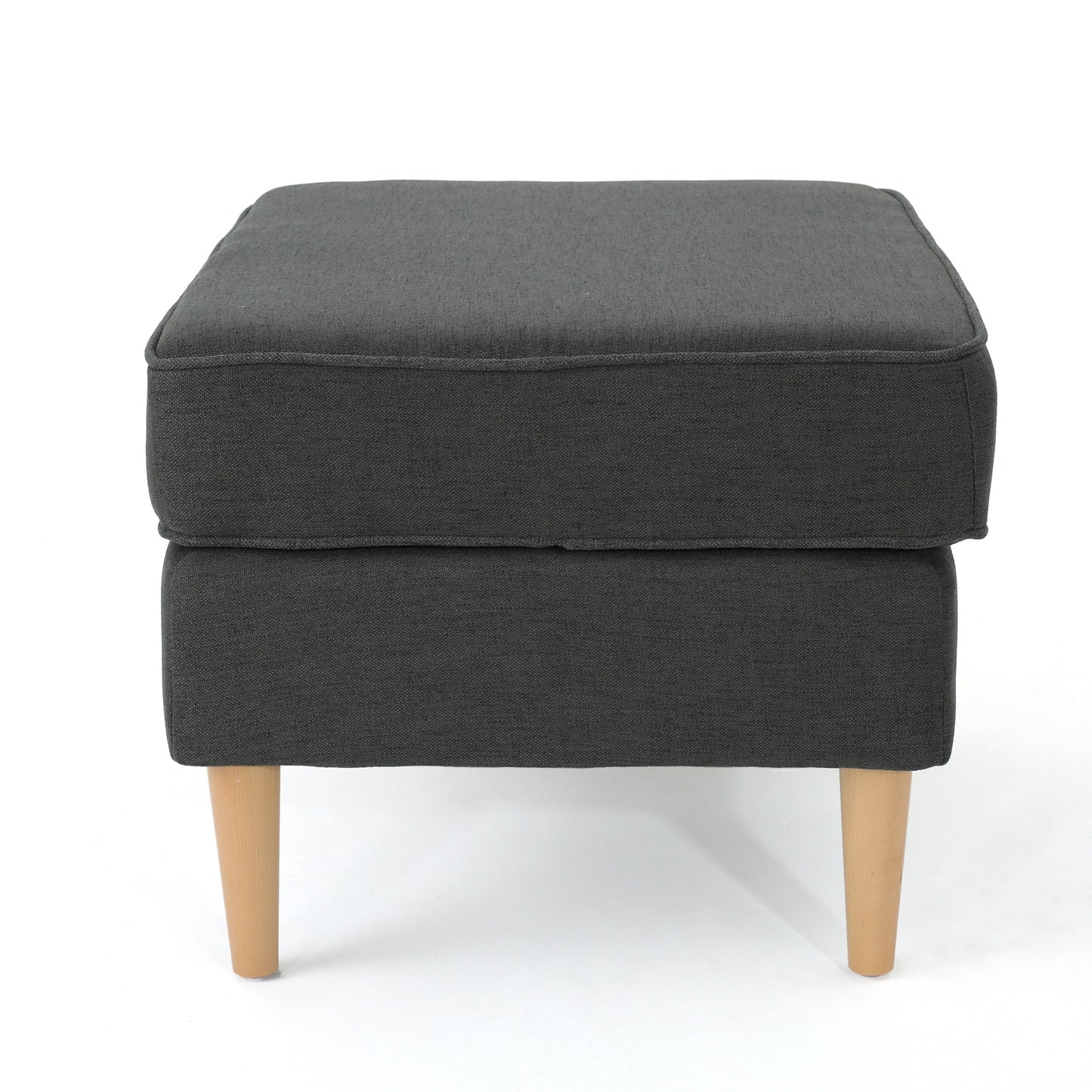 Upholstered Ottoman With Tapered Legs - Dark Gray