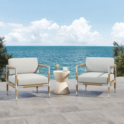 Oriana - Aluminum Outdoor Patio Armchair With Thick Cushions - Light Gray