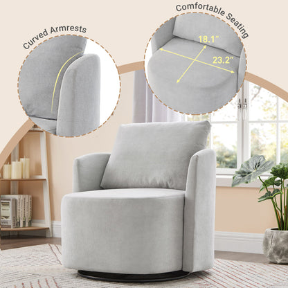 Modern 360ÔøΩÔøΩ Swivel Accent Barrel Armchair Chenille, Upholstered With Curved Design For Living Room, Bedroom, Office, And Hotel - Gray