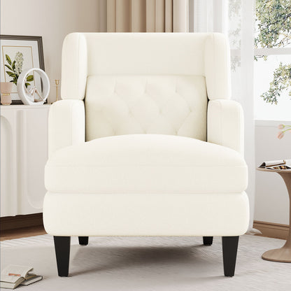 Upholstered Accent Chair Tufted Armchair For Living Room - Beige